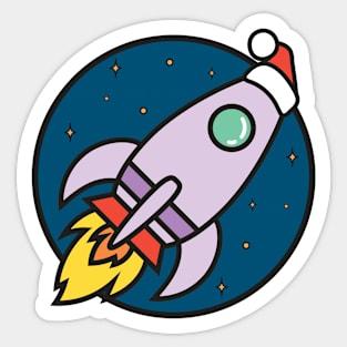 Outer Space Christmas Rocket Sticker